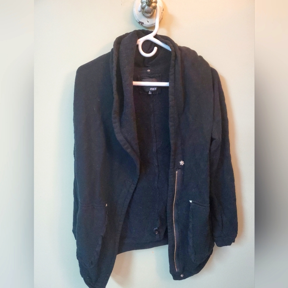 Wilfred Black Shawl Collar Zip-Accent Sweater Cardigan